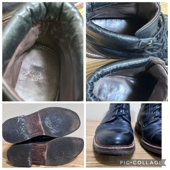 Johnston & Murphy JM 1850 Leather Boots Mens 10.5 Black Cap Toe Lace Up USA main image 7